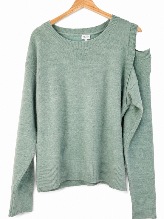 Le Lis Sweaters - Le Lis Cold Shoulder Sweater Women’s Medium Sage Green Mint Wool Blend Knit
